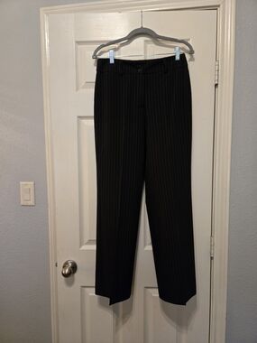Classic Black Pinstripe Trousers - Tailored Professional Fit